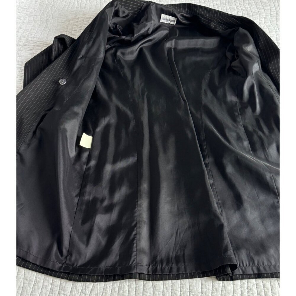VTG Francine Browner Double Breasted Coat Dress SZ M? Black Pin-Striped 90s - Picture 3 of 8